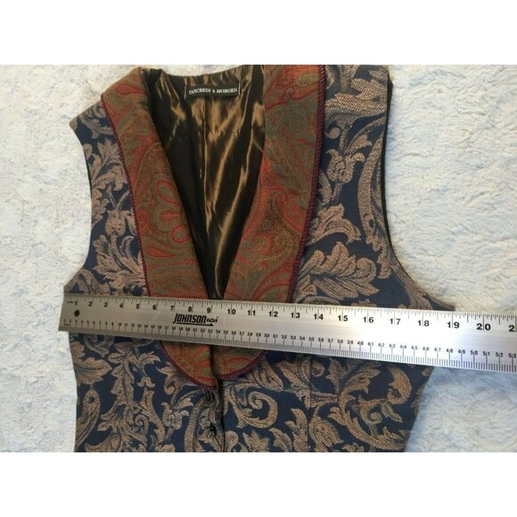 Tancredi & Morgen Womens Shawl Collar Three-Button Jacquard Paisley Cropped Vest - Picture 6 of 8